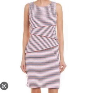 J. McLaughlin Red White Blue Striped Dress